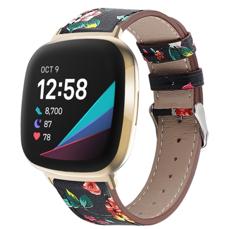 Round Tail Genuine Leather Watch Band, For Fitbit Versa 4 / Sense 2