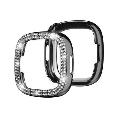 Double-Row Diamond Electroplating PC Watch Case, For Fitbit Versa 4 / Sense 2