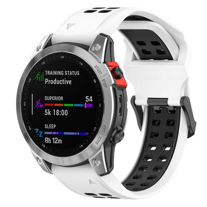 White silicone double-row watch band with quick-release clasp and vented holes