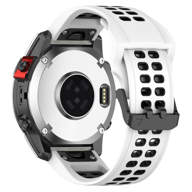 White silicone watch band with quick-release clasp and vented double-row holes