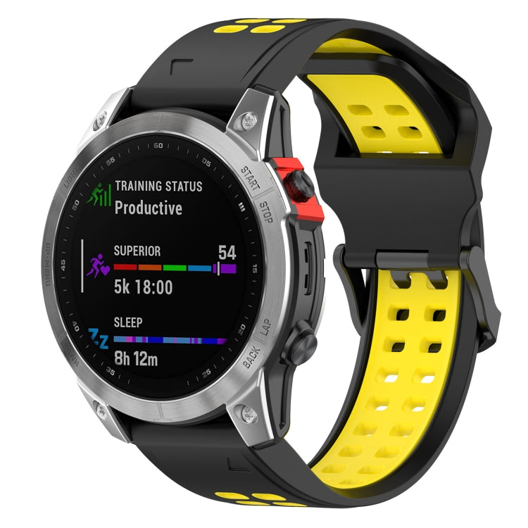 Yellow silicone watch band with quick-release clasp and double-row vent holes