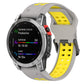 Silicone double-row watch band with light gray strap and yellow perforated inserts