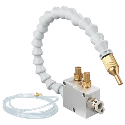 CNC coolant mist spray lubrication unit with flexible hose and brass nozzle connectors