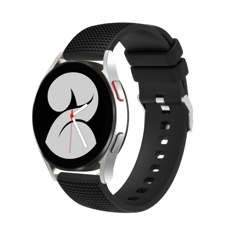 20mm pockmarked silver buckle silicone watch band with black strap for Galaxy Watch5