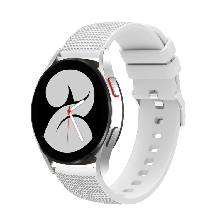 20mm pockmarked silver buckle silicone watch band with white strap and clasp