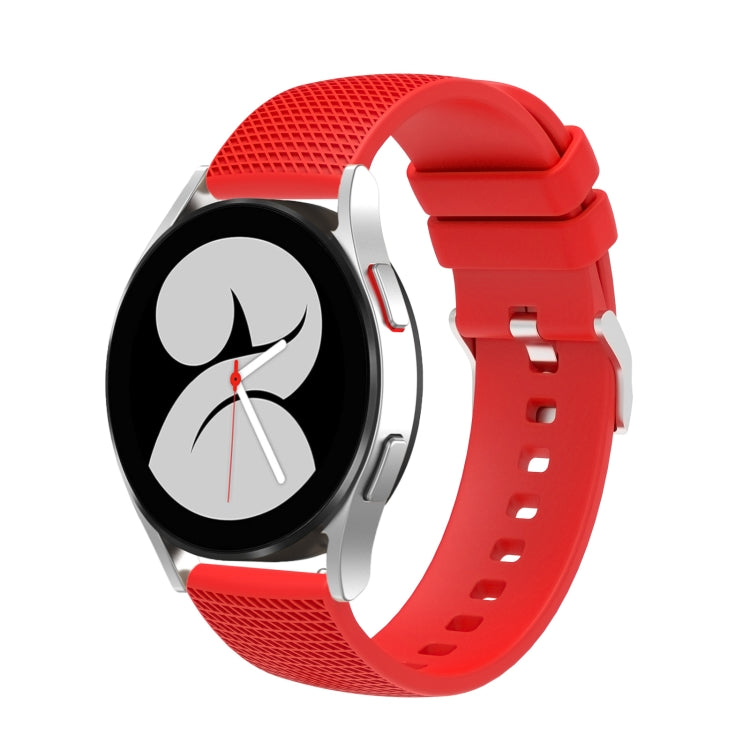 20mm pockmarked silver buckle silicone watch band with red strap and metal clasp
