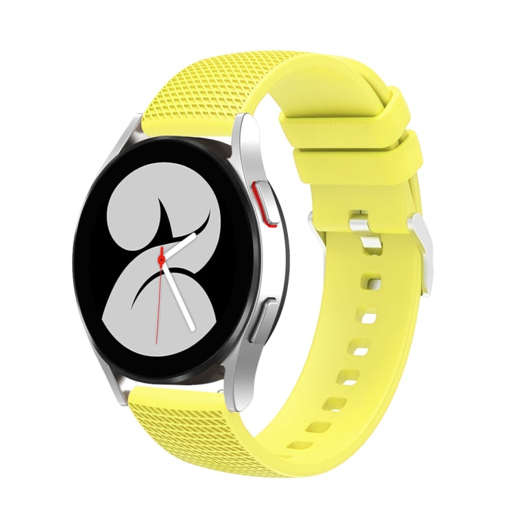 20mm pockmarked silver buckle silicone watch band with yellow strap and buckle
