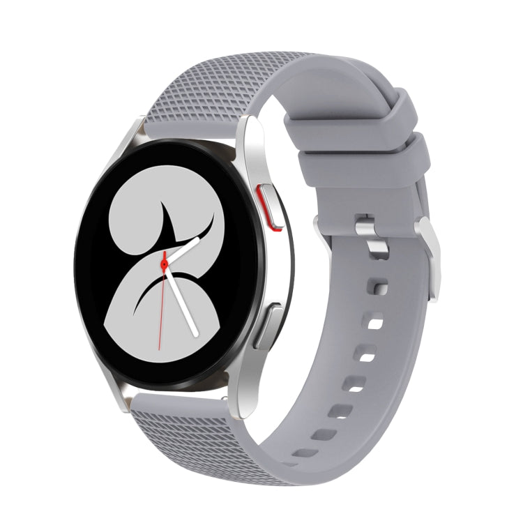 20mm pockmarked silver buckle silicone watch band with grey strap and clasp