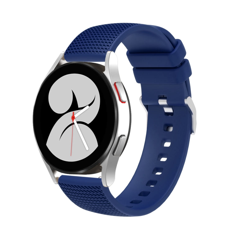 20mm pockmarked silver buckle silicone watch band with blue strap and buckle