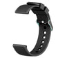 Black silicone watch band with vertical grain texture, buckle clasp, and strap holes
