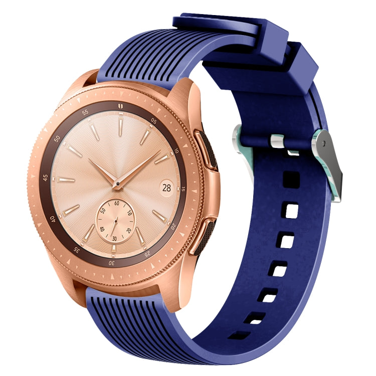 20mm vertical grain silicone watch band, navy blue, pin buckle