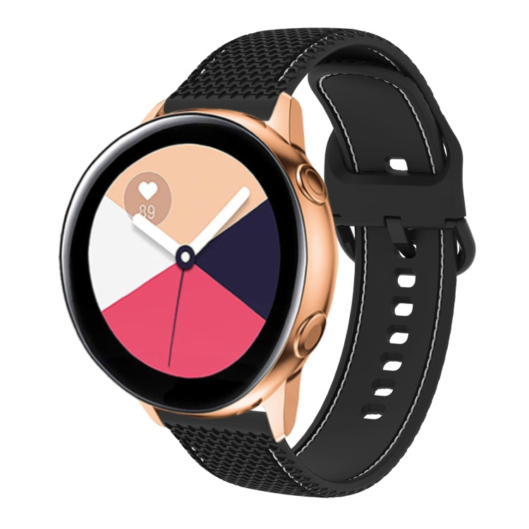 Two-color silicone watch band with black mesh texture and subtle contrast stitching