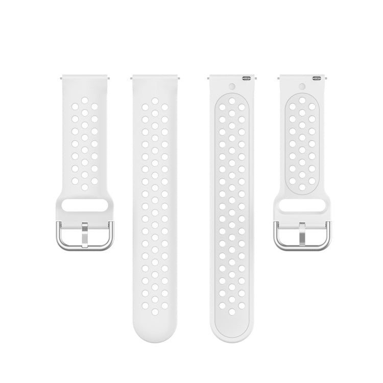 Set of white perforated sport watch straps with metal buckle clasps