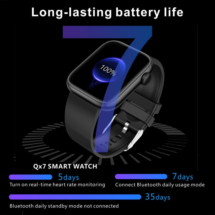Black smartwatch with screen showing battery life and blue usage bar graphic