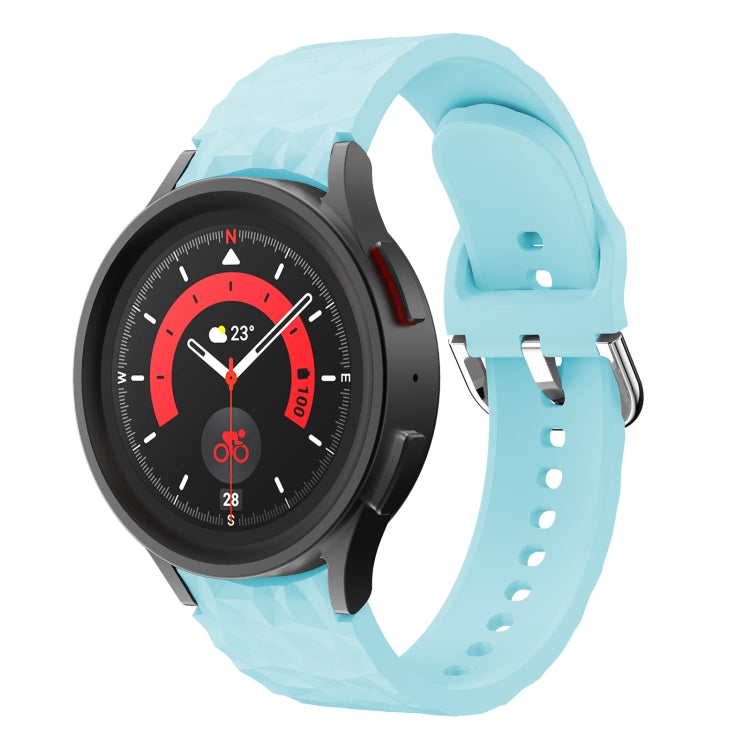 Rhombus-texture silicone watch band in light blue for Galaxy Watch 5/5 Pro