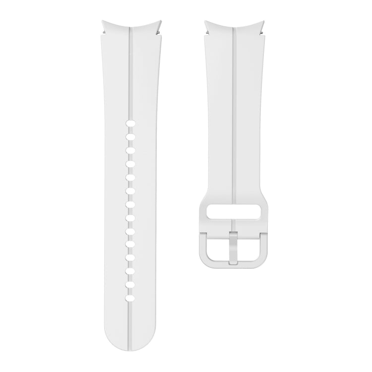 White silicone watch band with buckle and evenly spaced strap holes