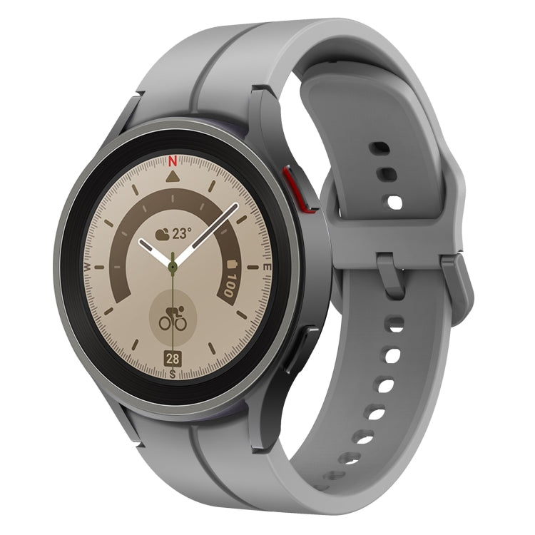 Light grey silicone watch band with buckle and multiple adjustment holes