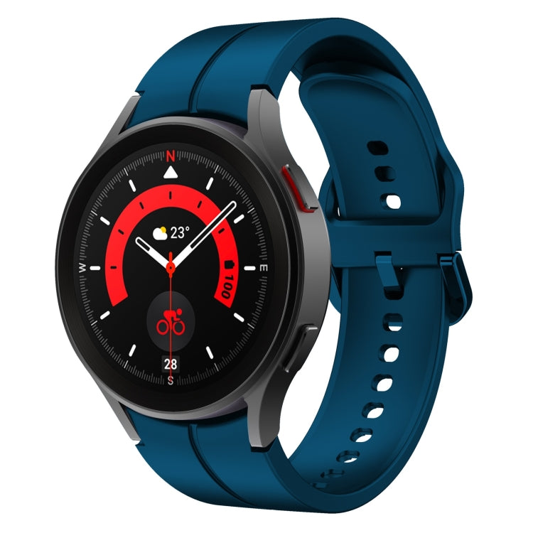 Silicone watch band with buckle, blue strap with perforated holes
