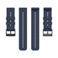 Midnight blue silicone watch strap with adjustable holes and metal buckle
