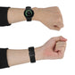 Silicone watch strap on wrist for Suunto 9 Lightning, black silicone band