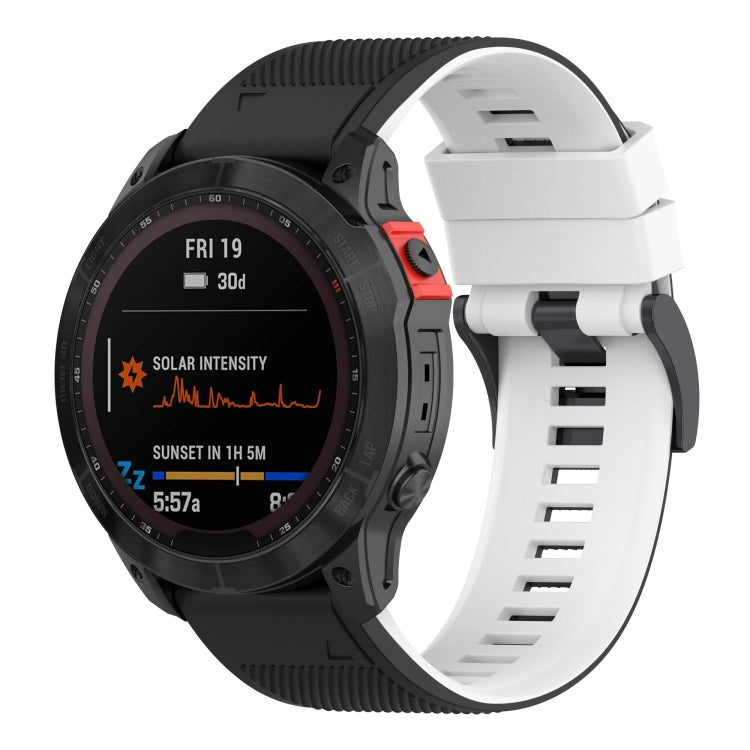 Two-tone silicone watch band with white strap and black outer edge