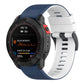 Two-tone silicone watch band with white and navy blue, black buckle and keeper