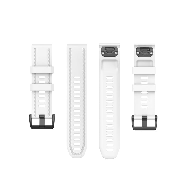 20mm textured silicone watch strap, white, with plastic quick-release clasp