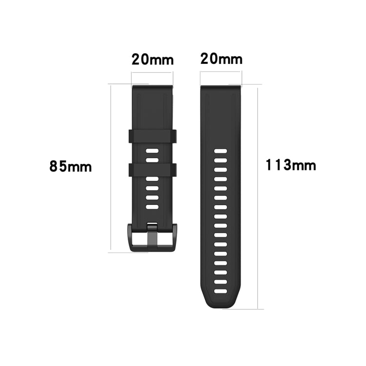 20mm watch strap size diagram with width and length measurements