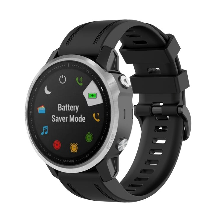 Textured 20mm watch strap, black silicone with quick-release plastic button clasp