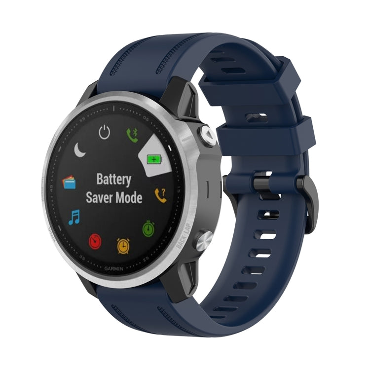 Textured 20mm quick-release watch strap with plastic button, navy blue silicone band