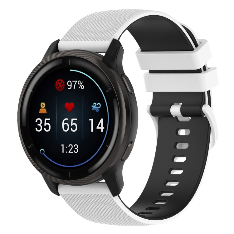 Two-color plaid-textured silicone watch band with light gray and black strap links