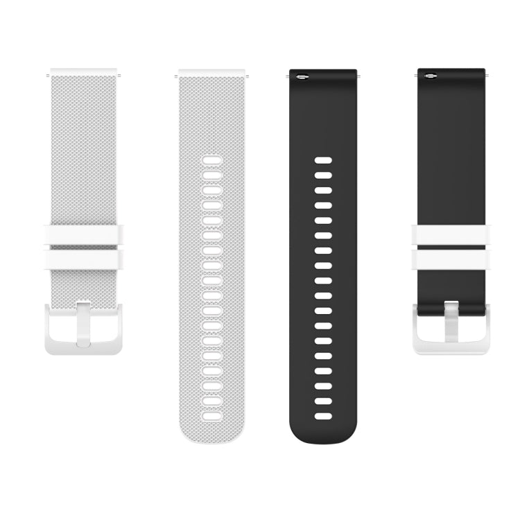 Two-color plaid-textured silicone watch band, white strap with black clasp hardware