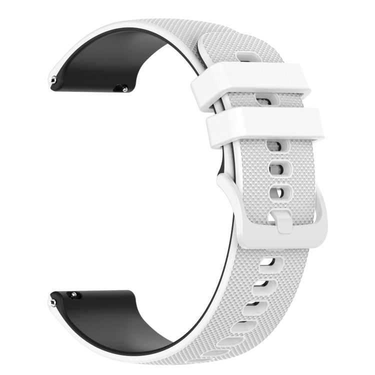 Two-color plaid-textured silicone watch band, light gray top with black clasp and pins