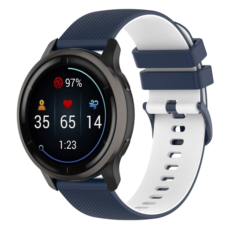 Two-color plaid-textured silicone watch band, navy top with white strap underside