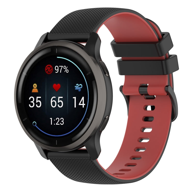 Two-color plaid-textured silicone watch band, red top with black strap underside