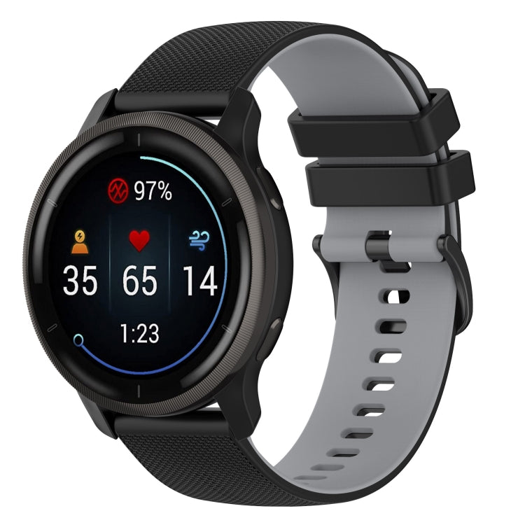 Two-color plaid-textured silicone watch band, charcoal top with light gray strap underside