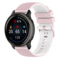 Two-color plaid silicone watch band in light pink with white buckle and perforated strap