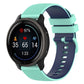 Two-color plaid silicone watch band in aqua with teal buckle and perforated strap
