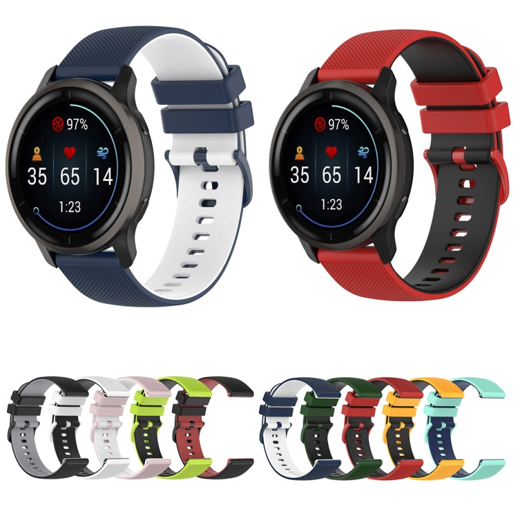 Two-color plaid silicone watch bands in multiple colors, perforated strap with matching buckles