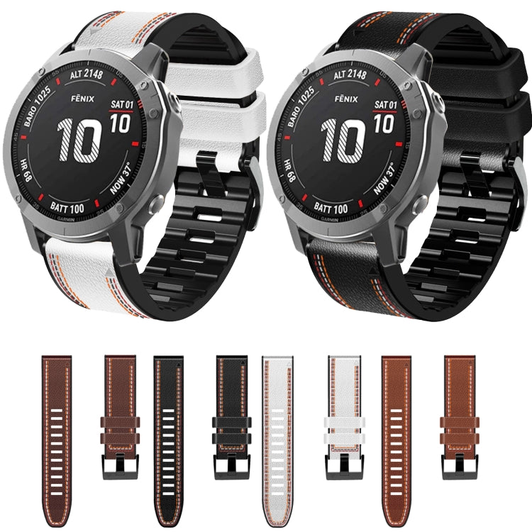 Set of tricolor-stitched silicone leather watch bands in white, black, and brown variants