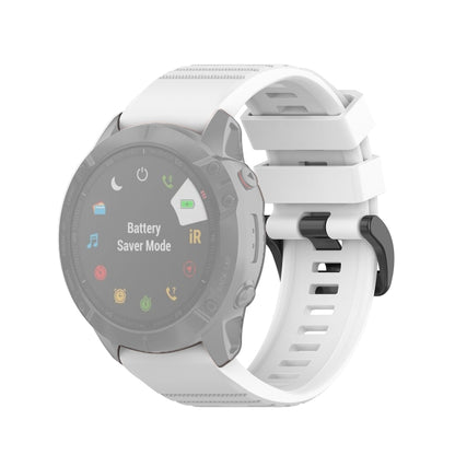 White quick-release smartwatch wrist strap with textured holes and plastic buckle clasp