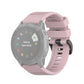Quick-release watch wrist strap with plastic buckle, soft pink textured silicone band.