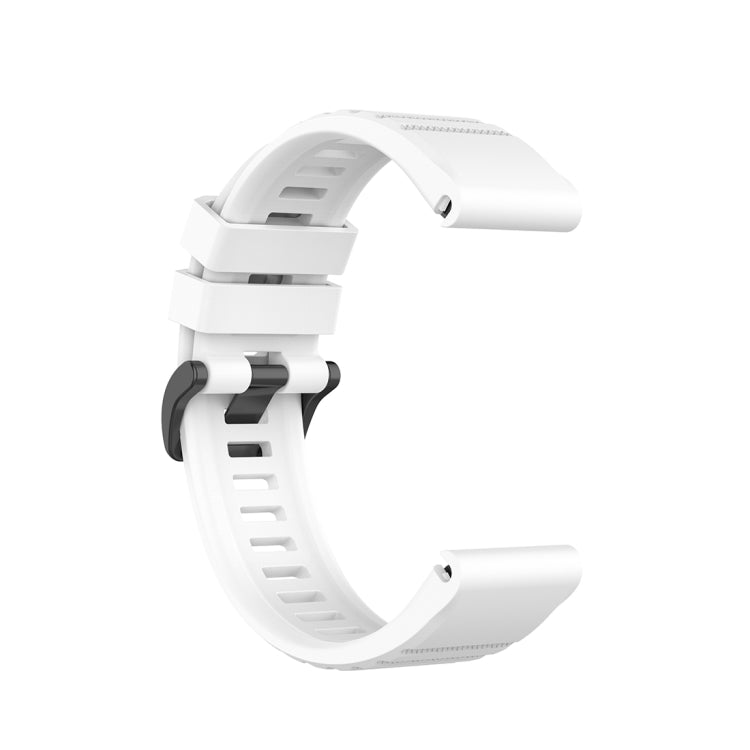 22mm white quick-release wrist strap with plastic buckle, angled side view