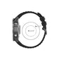 22mm black quick-release wrist strap with plastic buckle, size range shown