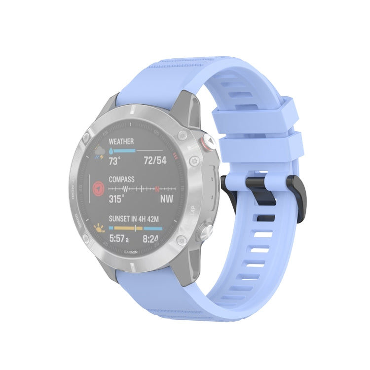 Light blue 22mm textured watch strap with plastic quick-release buckle, front view