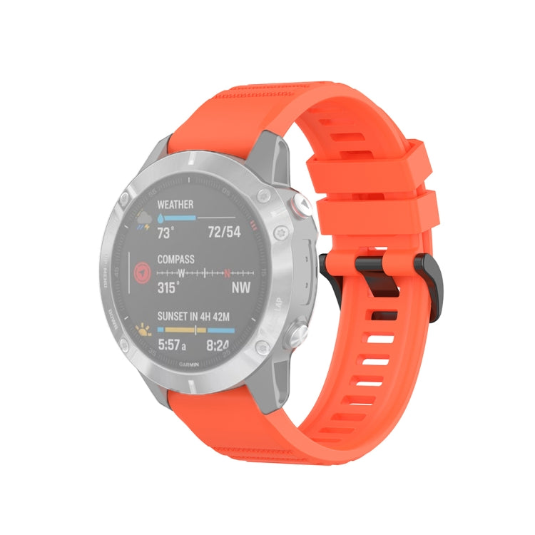 Texture silicone smartwatch wrist strap with quick-release clasp, orange, plastic button