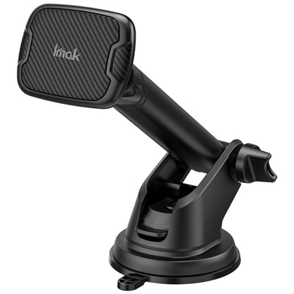 IMAK magnetic telescopic car phone holder with carbon-fiber style grip, black base
