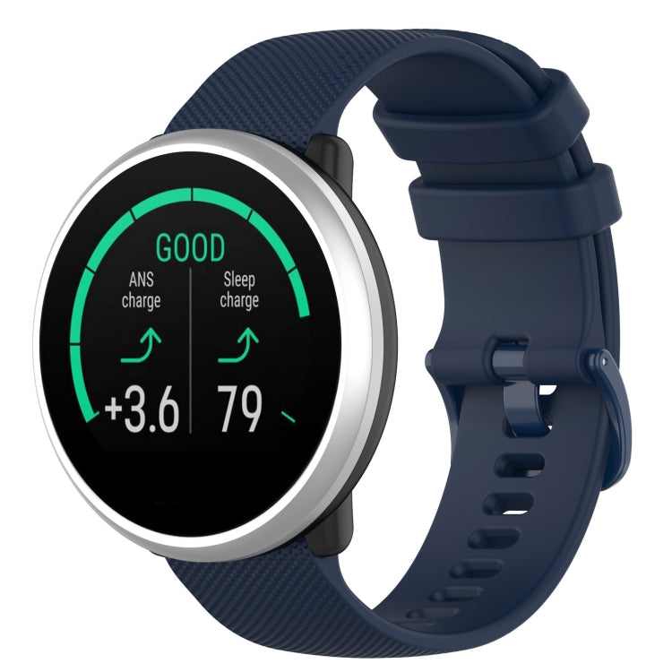 Silicone wrist strap watchband, 20mm, navy blue with plaid texture