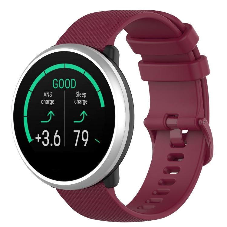 Silicone wrist strap watchband, 20mm, wine red with plaid texture