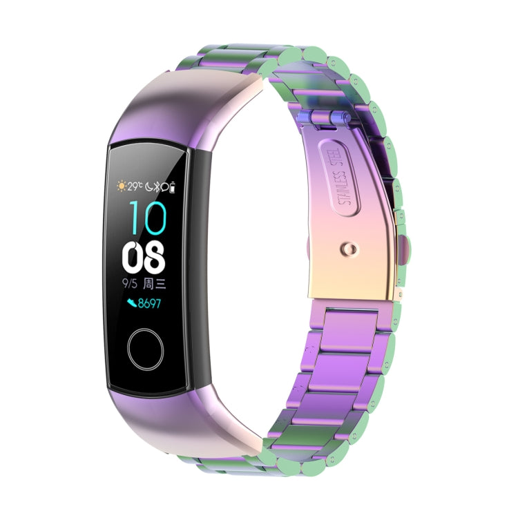 Colorful metal three-bead watch strap with fitness tracker display